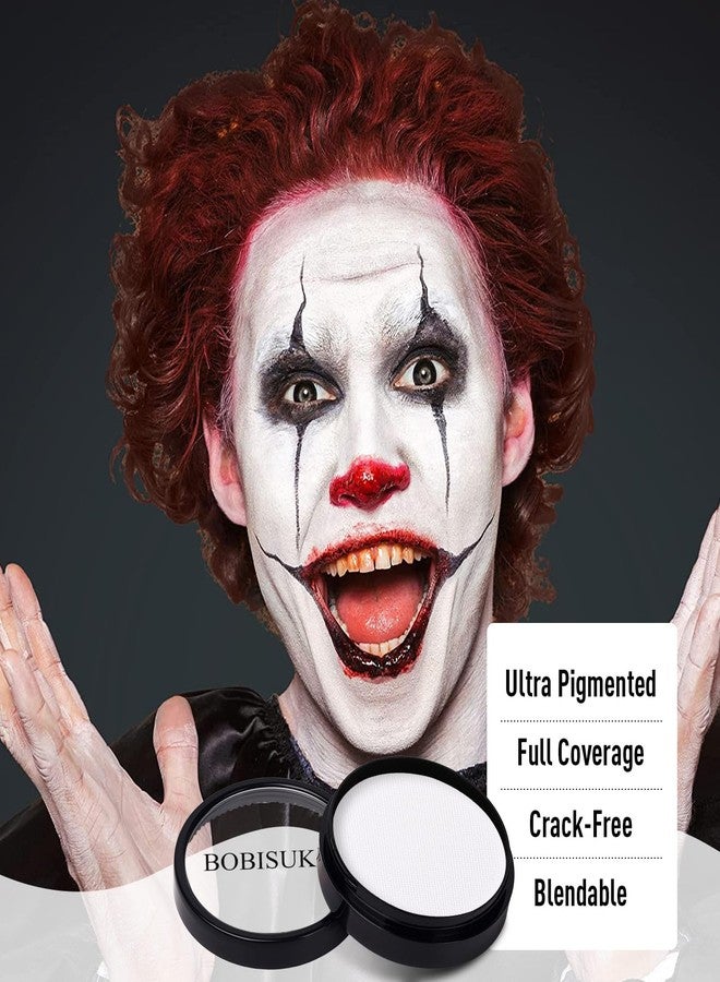 BOBISUKA Clown White Face Body Paint, Water-Based Face Painting Kit & Body Paints for Kids Adults Party, Facepaint for Halloween Goth Skeleton Mime Ghost SFX Makeup, Costume Cosplay Theater & Stage - Image 3